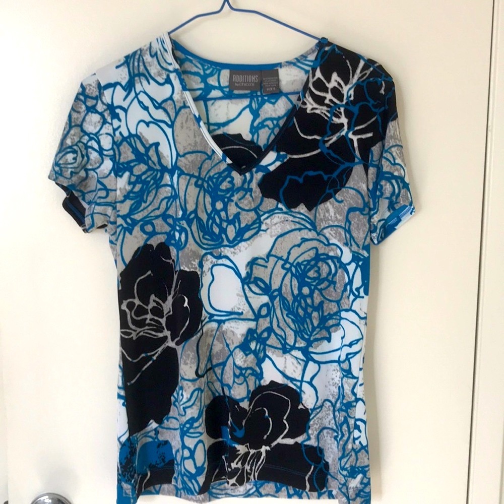 Chico’s print short-sleeve v-neck top
